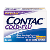 Contac&nbsp;Cold+Flu&nbsp;nasal decongestant/pain reliever-fever reducer, does not contain pseudoephedrine, caplets Full-Size Picture